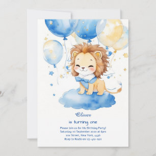 Lion First Birthday Invitation