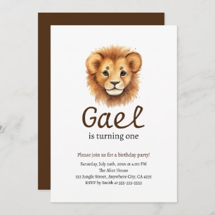 Lion First King of the Jungle Birthday Invitation