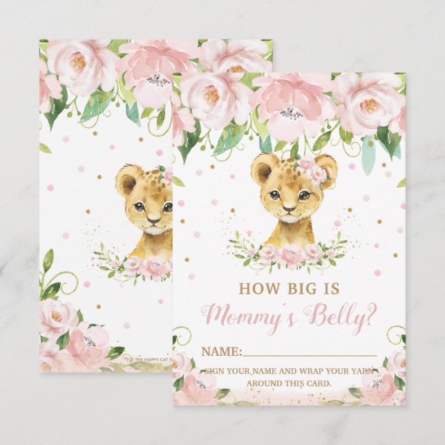 Lion Floral How Big is Mommy's Belly Game Card (Front/Back)