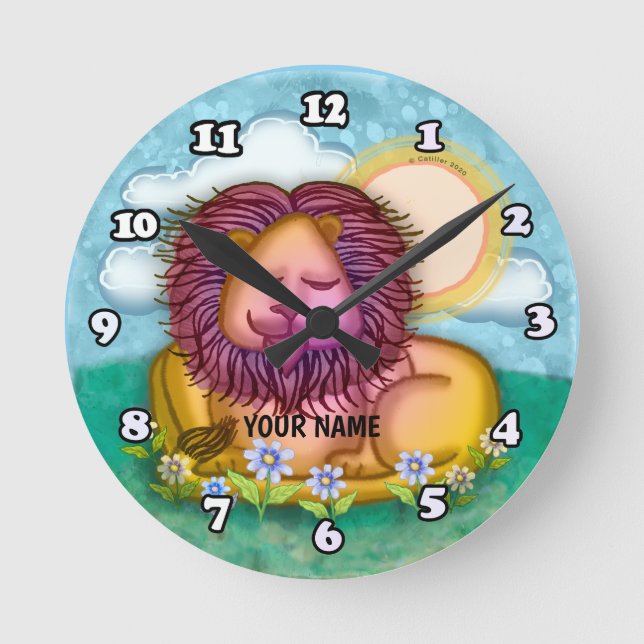 Lion Flowers Round Clock (Front)