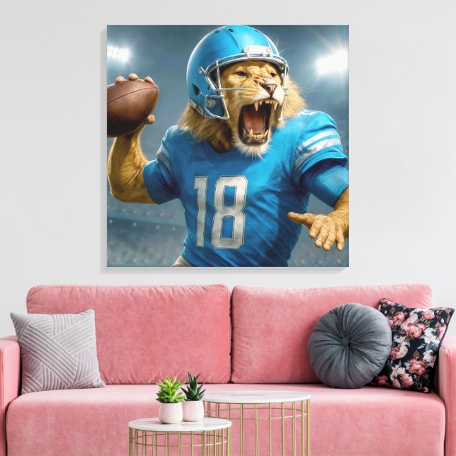 Lion Football Player Canvas Print (Insitu(LivingRoom))