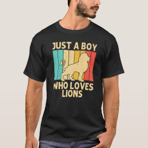Lion For Boys Kids African Safari Zoo Animal Retro T-Shirt