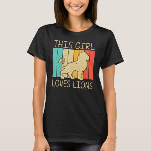Lion For Girls Kid African Safari Zoo Animal Retro T-Shirt