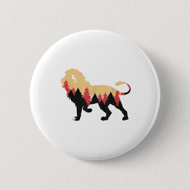 Lion Forest Trees Environmental Protection Nature  2 Inch Round Button (Front)