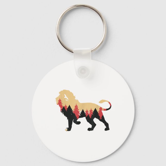 Lion Forest Trees Environmental Protection Nature  Keychain (Front)