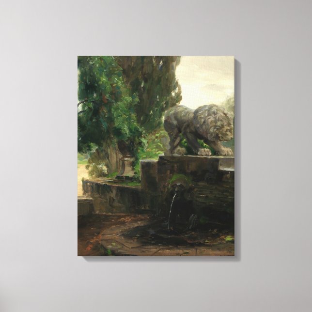 Lion Fountain in Rome (by H.A. Brendekilde) Canvas Print (Front)