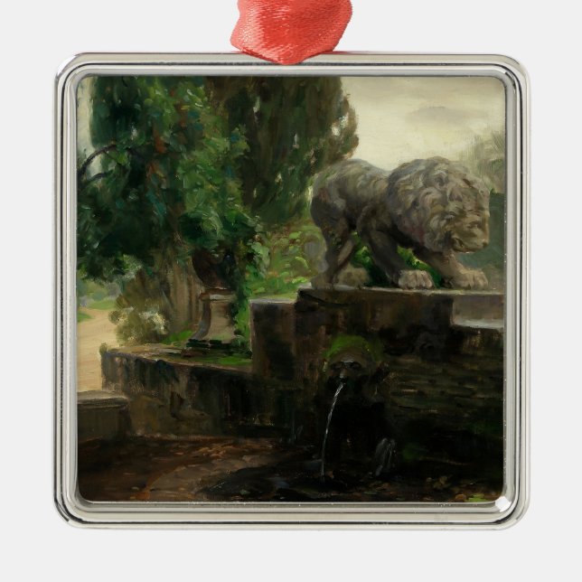 Lion Fountain in Rome (by H.A. Brendekilde) Metal Ornament (Front)