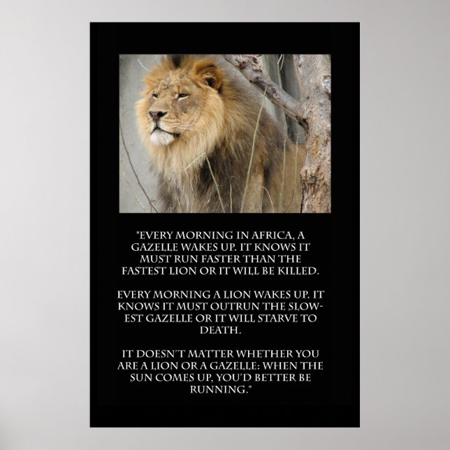 Lion Gazelle Running Quote Poster (Front)