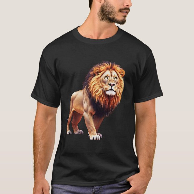 Lion géométrique avec T-shirt Glitch Art (Devant)