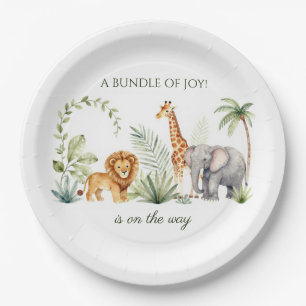 Lion, Giraffe and Elephant Jungle Theme Paper Plate