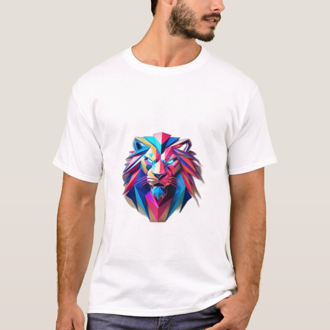 Lion Glitch Géométrique : T-shirt Edgy & Moderne (Devant)