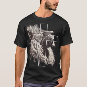 Lion God Believer Church Cross Christian Gift Chri T-Shirt