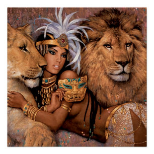Lion Goddess Egyptian Princess Poster