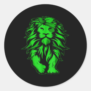 Lion Green Bandana Mental Health Awareness Survivo Classic Round Sticker