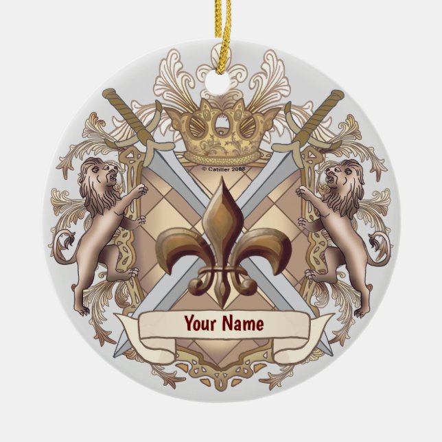 Lion Griffin Bouclier nom de famille ornement (Devant)