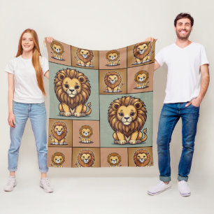 Lion Group Pattern Fleece Blanket