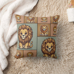 Lion Group Pattern Throw Pillow