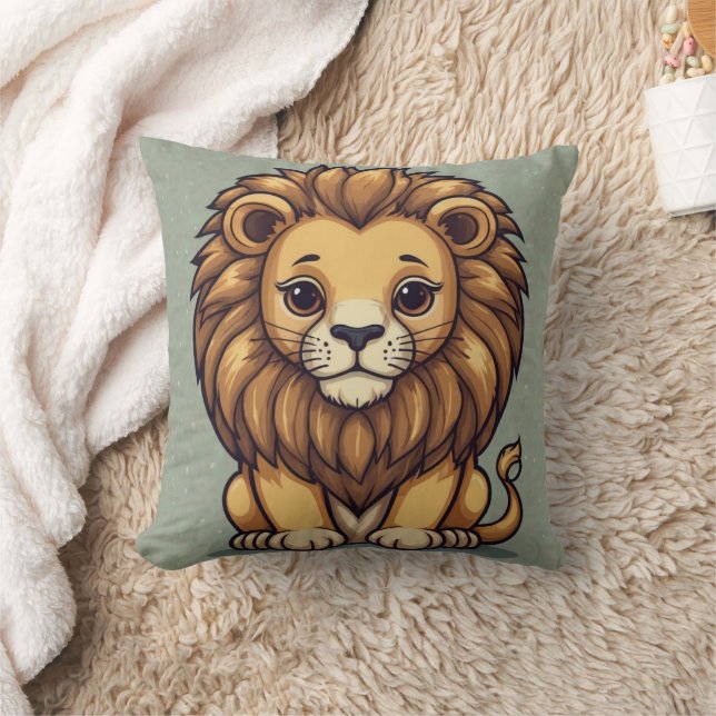 Lion Group Print Throw Pillow (Blanket)