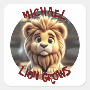 Lion Grows Square Sticker