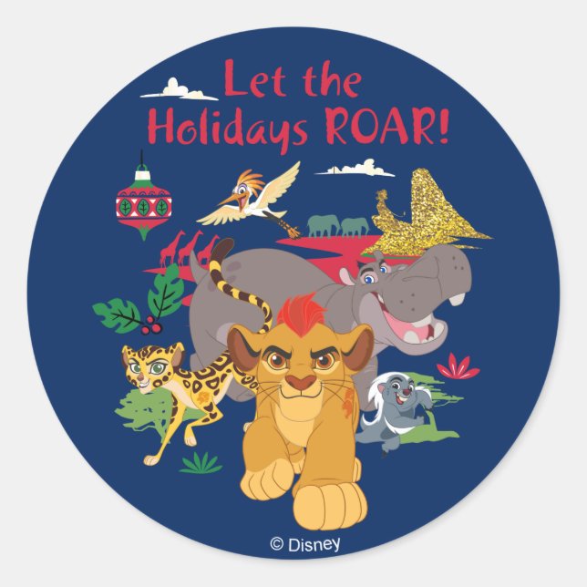 Lion Guard | Let The Holidays Roar Classic Round Sticker (Front)