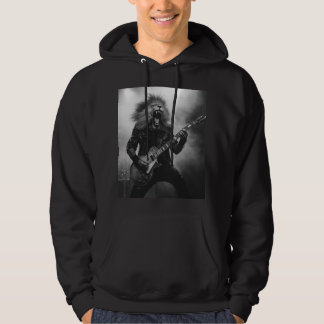 Lion Guitarist Concert Hoodie Black and White