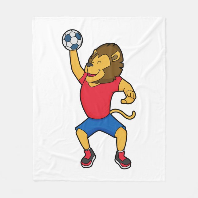 Lion Handball player Handball Fleece Blanket (Front)