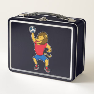 Lion Handball player Handball Metal Lunch Box