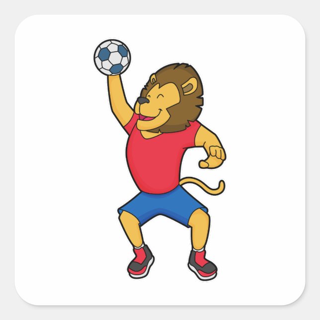 Lion Handball player Handball Square Sticker (Front)