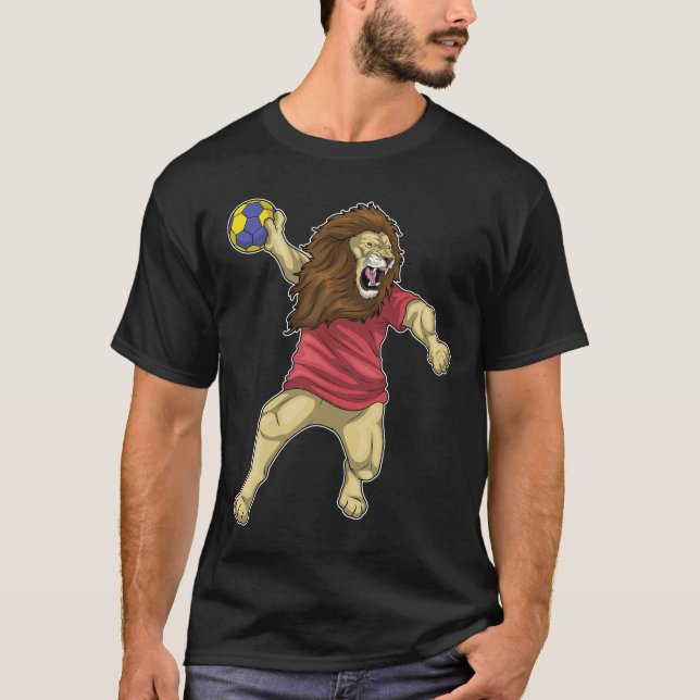 Lion Handball player Handball T-Shirt (Front)