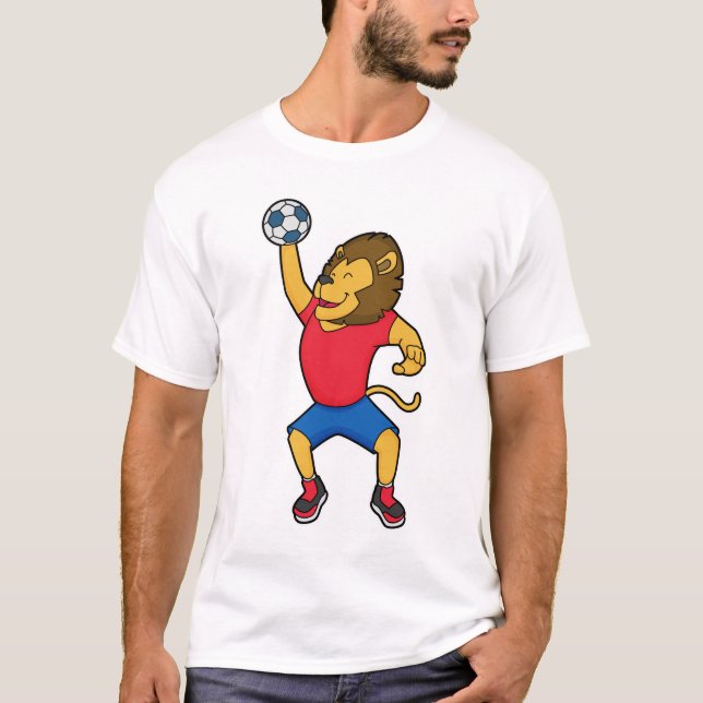 Lion Handball player Handball T-Shirt (Front)