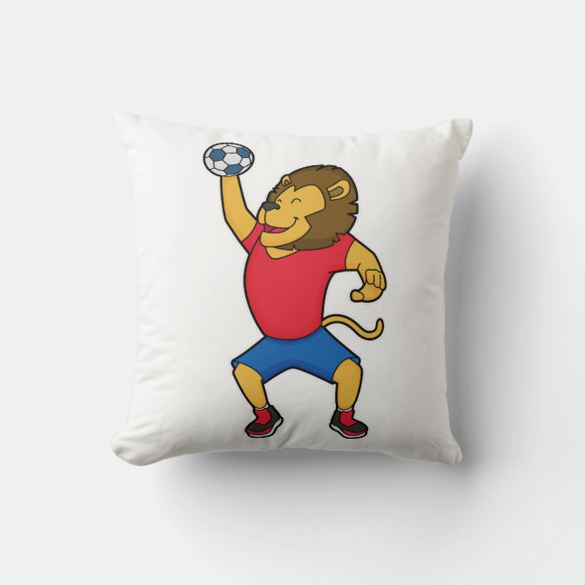 Lion Handball player Handball Throw Pillow (Front)