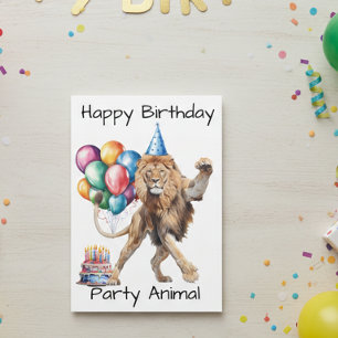 Lion Happy Birthday Party Animal Card