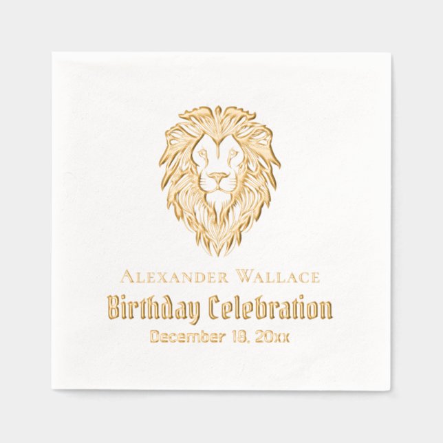 Lion Head Anniversaire Fête Nom Date (Recto)