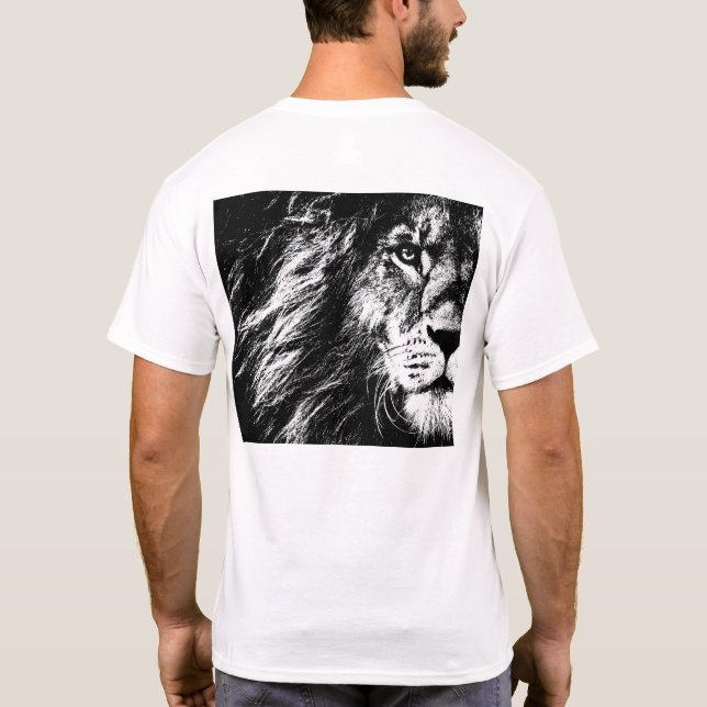 Lion Head Back Side Print Pop Art Template Mens T-Shirt (Back)