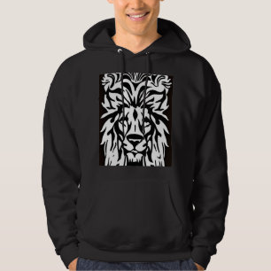 Lion head black and white etching regal hoodie