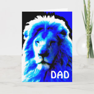 Lion Head Blue 'DAD' birthday card