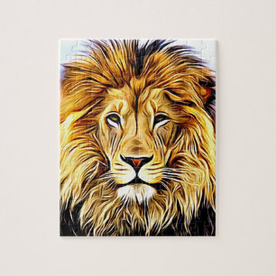 Lion head digital painting jigsaw puzzle