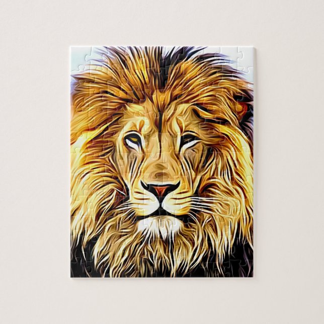 Lion head digital painting jigsaw puzzle (Vertical)