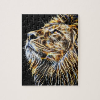 Lion Head Glowing Fractalius Jigsaw Puzzle