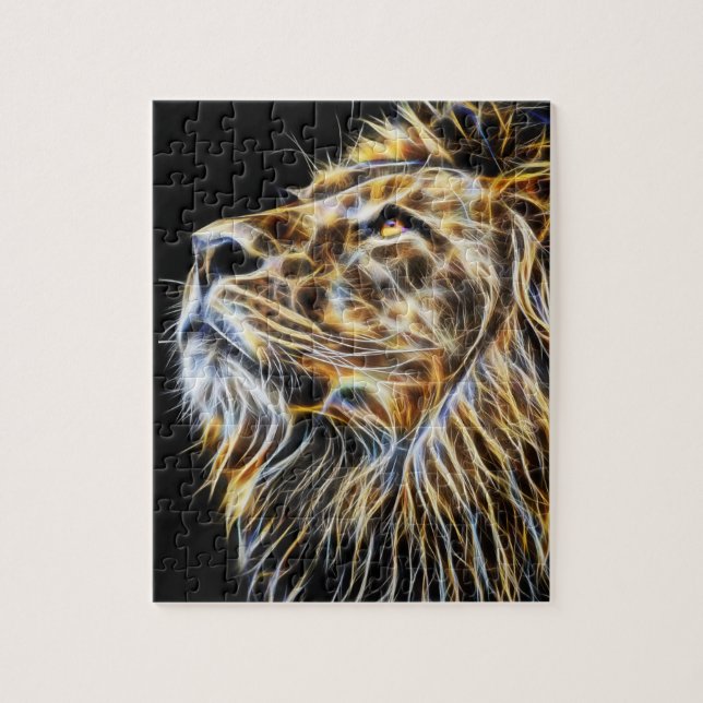 Lion Head Glowing Fractalius Jigsaw Puzzle (Vertical)