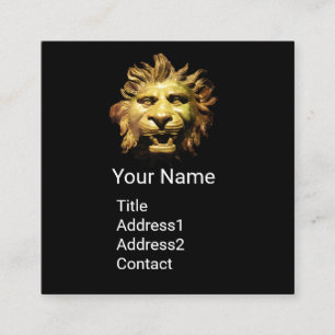 LION HEAD IN BRONZE Figurehead Antique Roman Ship Square Business Card