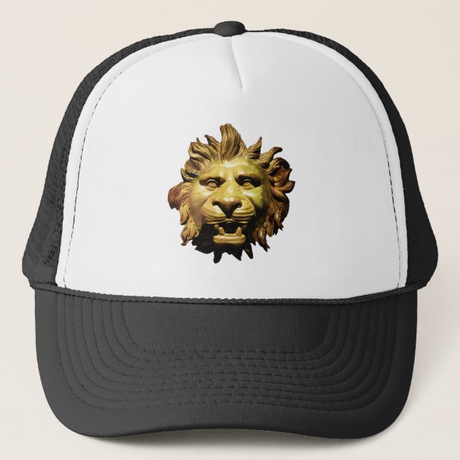 LION HEAD IN BRONZE Figurehead Antique Roman Ship Trucker Hat (Front)