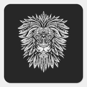 Lion Head Mandala Lion Square Sticker