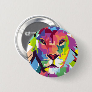 Lion Head Modern Art 2 Inch Round Button