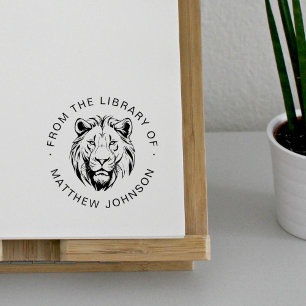 Lion Head Modern From The Library Of Custom Book Self-inking Stamp