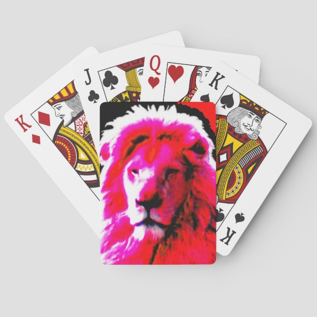 Lion Head Pink playing cards (Back)