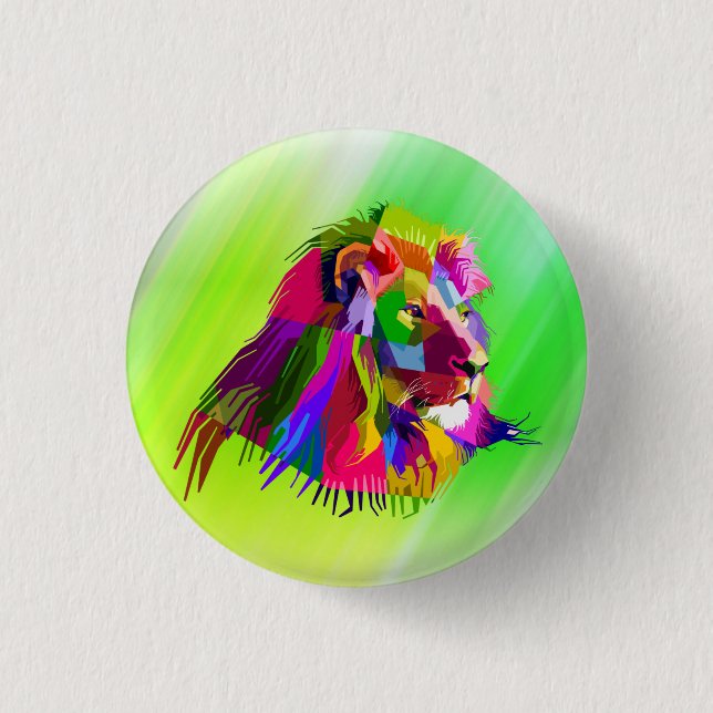 Lion  Head Prismatic Pop Art Design-62502 1 Inch Round Button (Front)