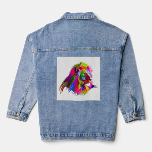 Lion Head Prismatic Pop Art Design-62502 Denim Jacket