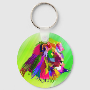 Lion  Head Prismatic Pop Art Design-62502 Keychain