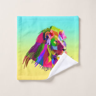 Lion Head Prismatic Pop Art Design-62502 Wash Cloth